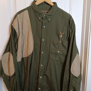 Magellan Long Sleeve Shirt 2XL XXL Green Button Up Hunting Shooting Shoulder